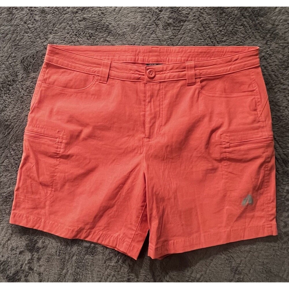 Eddie Bauer Guide Shorts Womens 14 Pink First Ascent Hiking Cargo Stretch Tech